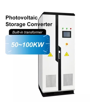 A 50kW to 100kW commercial photovoltaic storage converter cabinet featuring a built-in transformer, ideal for C&I hybrid solar energy systems and microgrids.