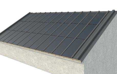 Solar roof tile installation guide step 5: installing the black roofing ridge tiles and caps along the top peak after full deployment of the PV solar shingles