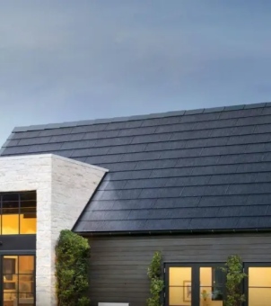 The exterior of the modern cultural and tourism building features a GreenMore black photovoltaic tile roof.