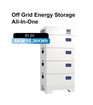 GreenMore 6 kW/15.36 kWh stacked off-grid modular battery system.