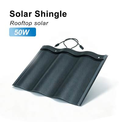 GreenMore 50W Dark Gray Corrugated Solar Asphalt Photovoltaic Roofing Sheet