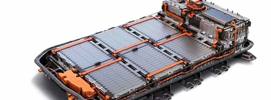 A structural diagram of a high-voltage, high-capacity energy storage battery pack showing the internal module and wiring harness layout.