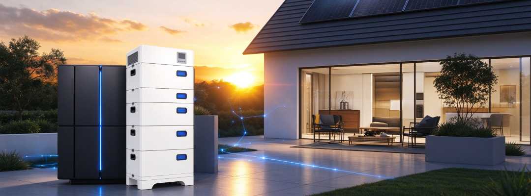 GreenMore residential stacked energy storage units and rooftop photovoltaic systems deployed in residential backyards
