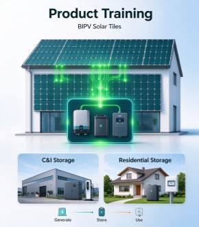 GreenMore product training covering solar tiles and energy storage systems.