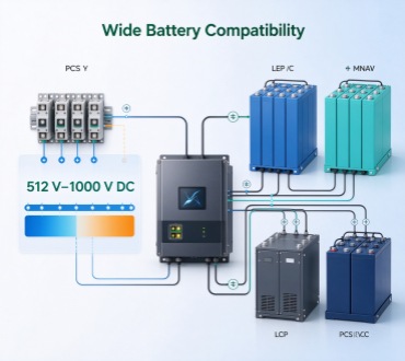 Wide battery voltage range compatible with LFP and NMC systems
