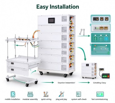 Easy stacked installation for home solar battery system