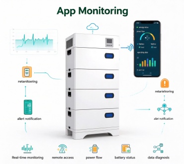 Mobile app remote monitoring for battery status and power flow