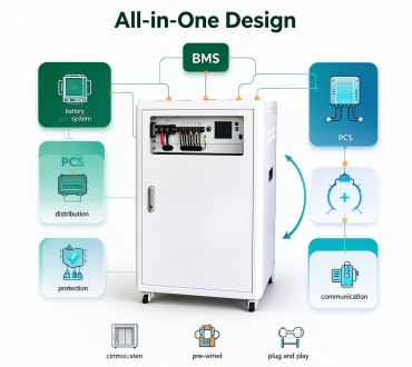 All-in-one off-grid solar system integrating inverter MPPT battery and BMS