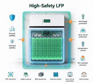 Safe LiFePO4 battery cell structure with BMS protection