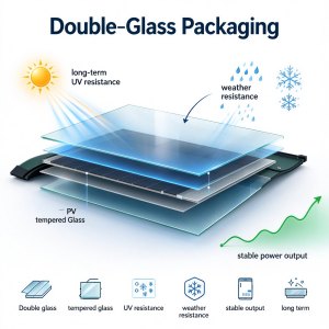 Double-glass packaging structure for long service life