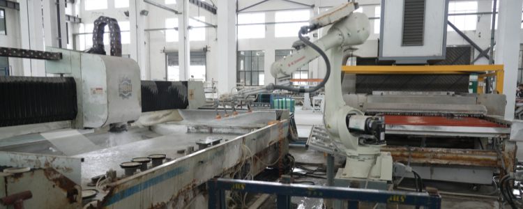 Real-world images of GreenMore's automated solar tile assembly line and robotic arm processing.